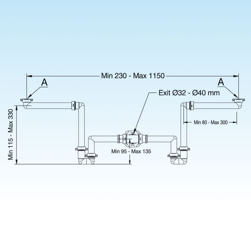 Lira Spazio Bagno dobbelt pladsbesparende vaskesifon 1 stk.