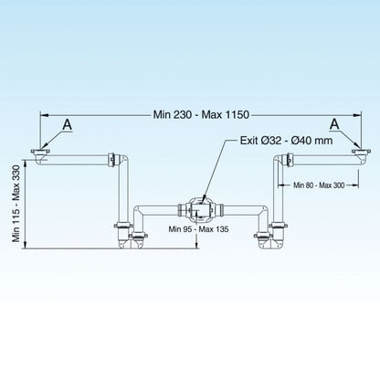Lira Spazio Bagno dobbelt pladsbesparende vaskesifon 1 stk.