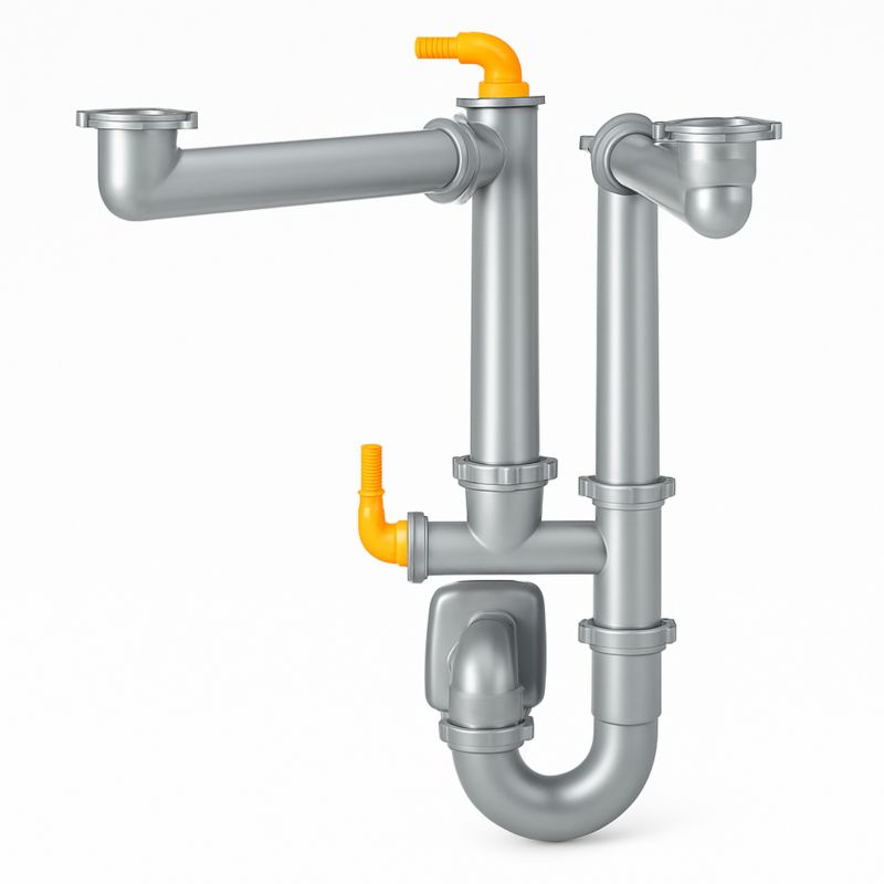 Pladsbesparende Lira Spazio 2 vaskesifon til dobbelte kummer, 1 stk.