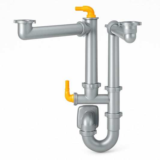 Pladsbesparende Lira Spazio 2 vaskesifon til dobbelte kummer, 1 stk.