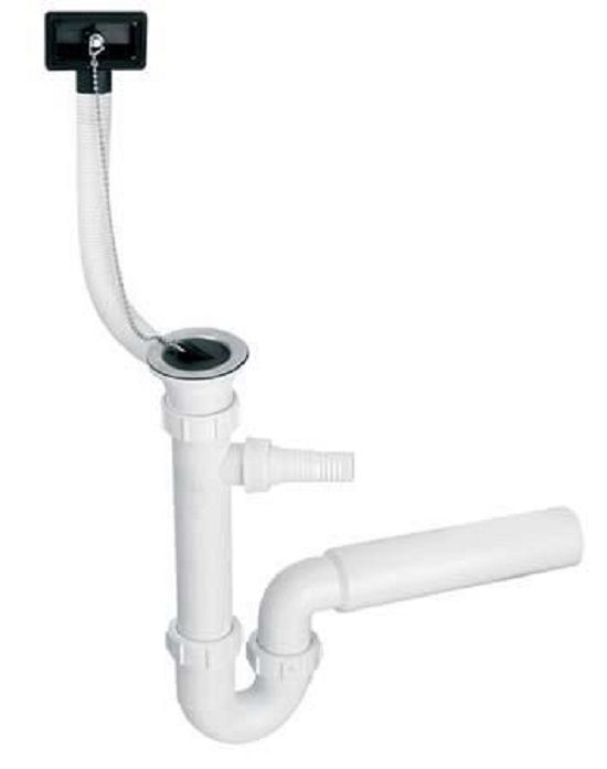 McAlpine vaskafløbssifon 1 1/2" x 50 mm med opvaskemaskine-/vaskemaskinetilslutning, 1 stk.