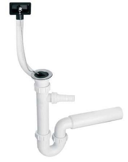 McAlpine vaskafløbssifon 1 1/2" x 50 mm med opvaskemaskine-/vaskemaskinetilslutning, 1 stk.