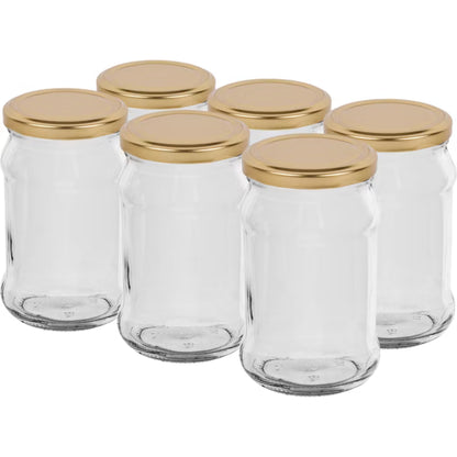 Sylteglas 300 ml Ø66 mm med Guldlåg 6 Stk.