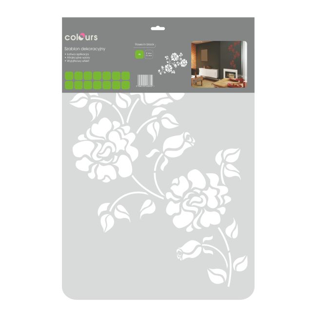 Colours XXL roses i sort 83 - malerskabelon