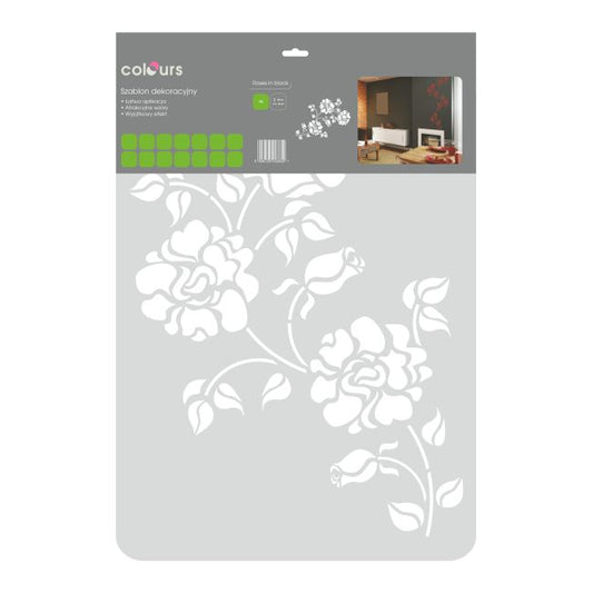 Colours XXL roses i sort 83 - malerskabelon