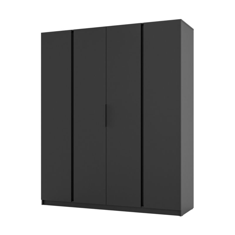 Bonni Dravero Sort Garderobeskab 200cm med 4 Døre og Hylder