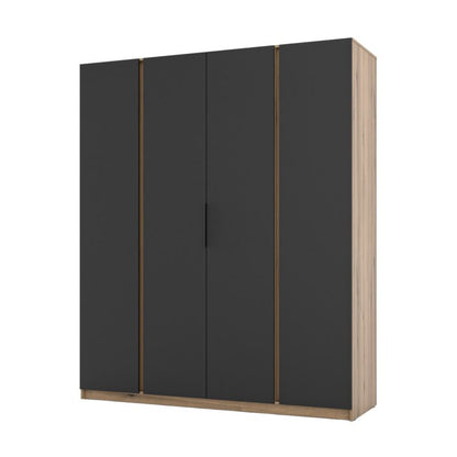 Bonni Dravero 4-dørs garderobeskab i eg og sort med hylder