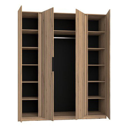 Bonni Dravero 4-dørs garderobeskab i eg og sort med hylder