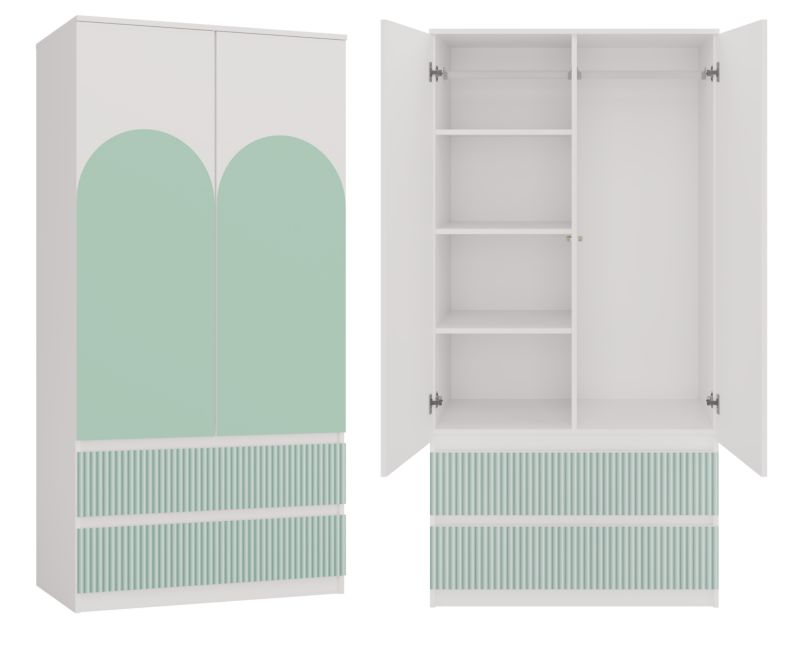 Børneskab Topeshop SS-90 Arteso Garderobe Hvid / Mint 50x90x180 cm 1 stk.