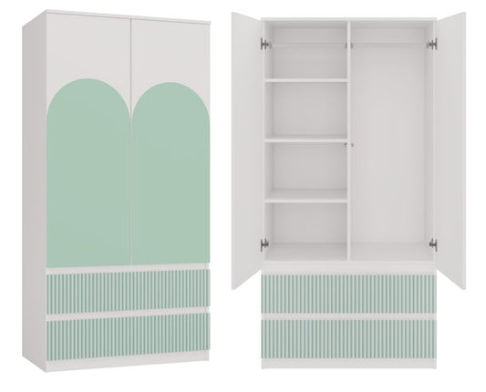 Børneskab Topeshop SS-90 Arteso Garderobe Hvid / Mint 50x90x180 cm 1 stk.