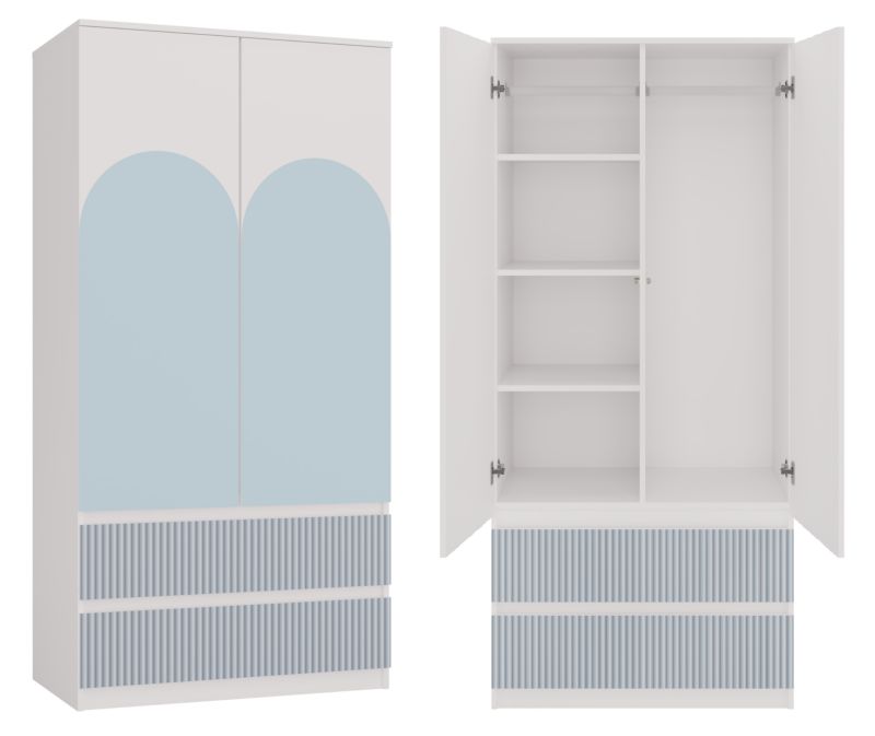 Børneskab Topeshop SS-90 Arteso Garderobe Hvid / Blå 50 x 90 x 180 cm 1 stk.