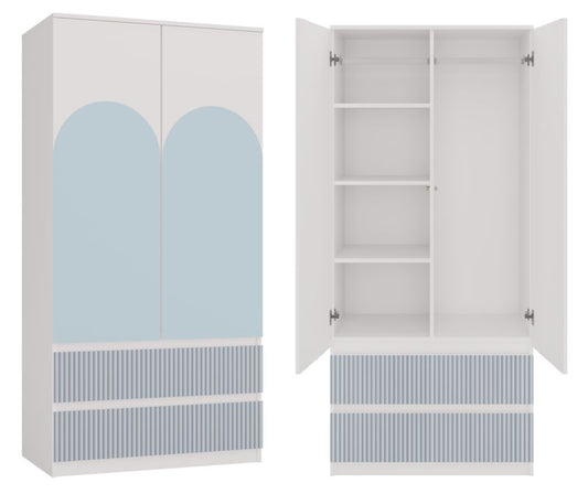 Børneskab Topeshop SS-90 Arteso Garderobe Hvid / Blå 50 x 90 x 180 cm 1 stk.