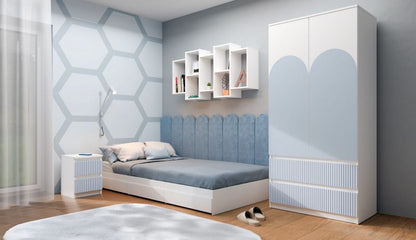 Børneskab Topeshop SS-90 Arteso Garderobe Hvid / Blå 50 x 90 x 180 cm 1 stk.