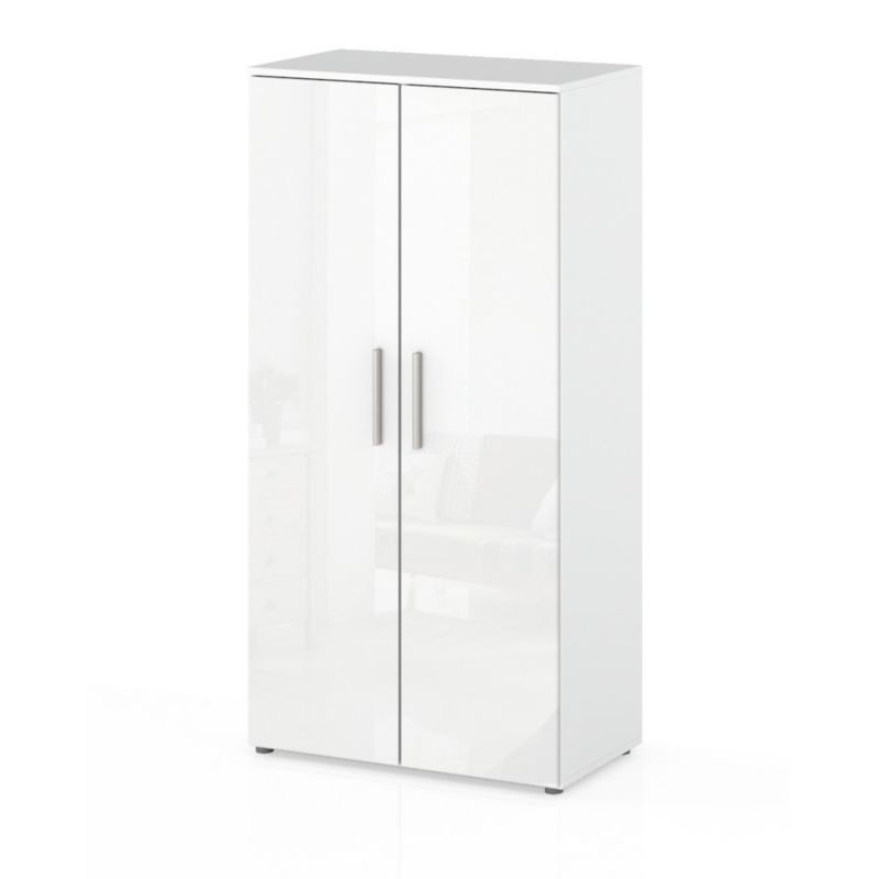 Jola Hvidt Garderobeskab 70cm med 2 Døre og Moderne Højglans Finish