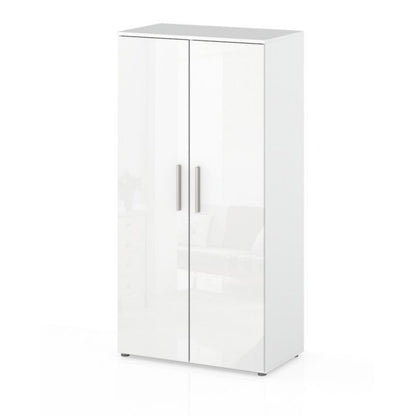 Jola Hvidt Garderobeskab 70cm med 2 Døre og Moderne Højglans Finish