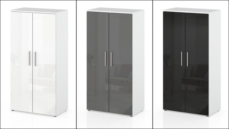 Jola Hvidt Garderobeskab 70cm med 2 Døre og Moderne Højglans Finish