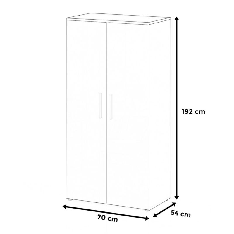 Jola Garderobeskab 70cm Hvid Mat og Grå Blank 70x54x192 cm