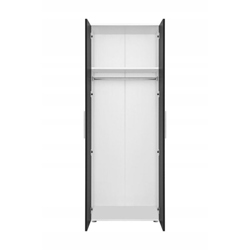 Jola Garderobeskab 70cm Hvid Mat og Grå Blank 70x54x192 cm
