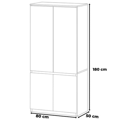 Elegant Posti Garderobeskab i Wotan Eg og Hvid Højglans 80cm