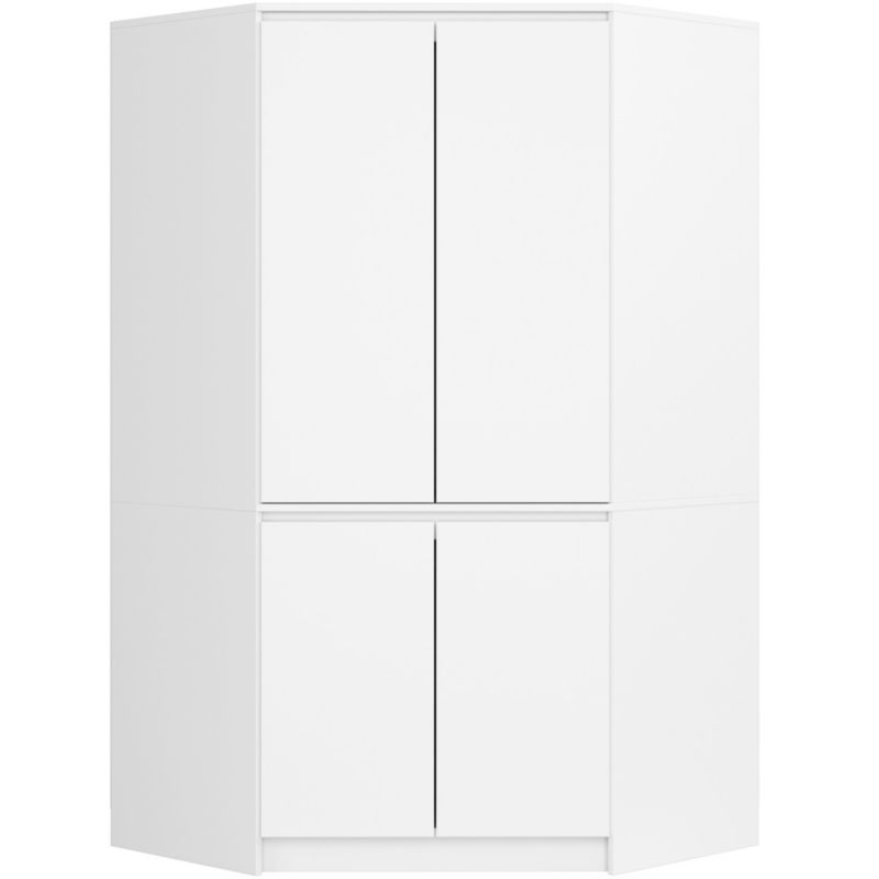 Hjørneskab Akord S100 Hvid 100 cm 4 låger mat hvid front 6 hylder 100x50x180 cm 1 stk.