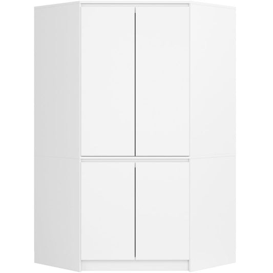 Hjørneskab Akord S100 Hvid 100 cm 4 låger mat hvid front 6 hylder 100x50x180 cm 1 stk.