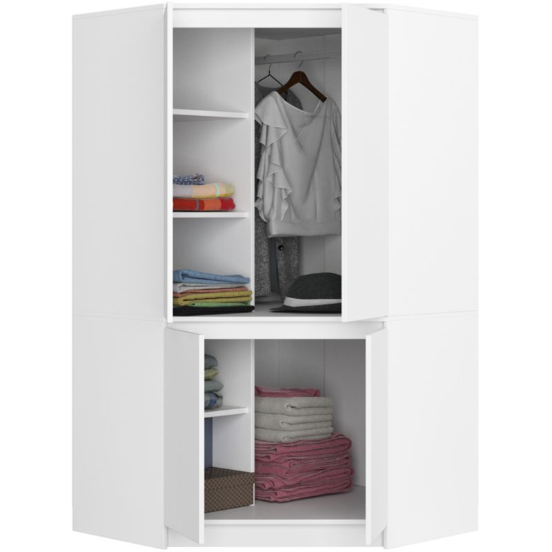 Hjørneskab Akord S100 Hvid 100 cm 4 låger mat hvid front 6 hylder 100x50x180 cm 1 stk.