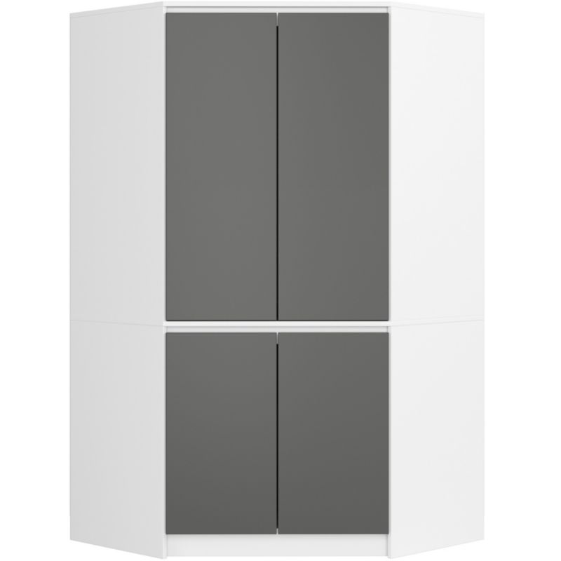 Hjørneskab Akord S100 Hvid 100 cm 4 døre front grå mat 6 hylder 100x50x180 cm 1 stk.