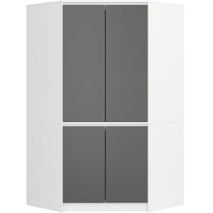 Hjørneskab Akord S100 Hvid 100 cm 4 døre front grå mat 6 hylder 100x50x180 cm 1 stk.