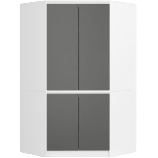 Hjørneskab Akord S100 Hvid 100 cm 4 døre front grå mat 6 hylder 100x50x180 cm 1 stk.