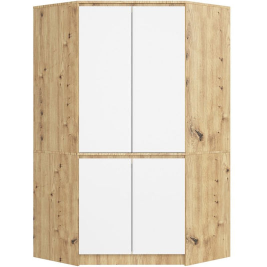 Hjørneskab Akord S100 Artisan Eg 100 cm 4 døre front i mat hvid 6 hylder 100x50x180 cm 1 stk.