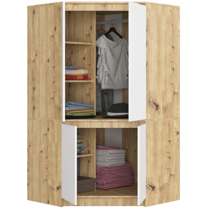 Hjørneskab Akord S100 Artisan Eg 100 cm 4 døre front i mat hvid 6 hylder 100x50x180 cm 1 stk.