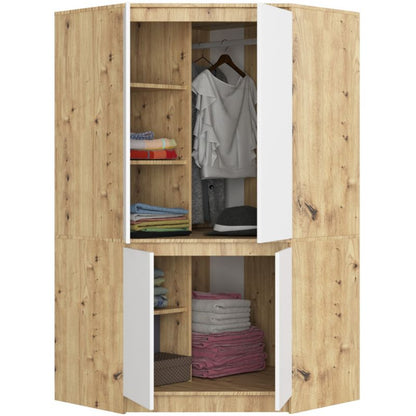 Hjørneskab Akord S100 Artisan Eg 100 cm 4 døre front i mat hvid 6 hylder 100x50x180 cm 1 stk.