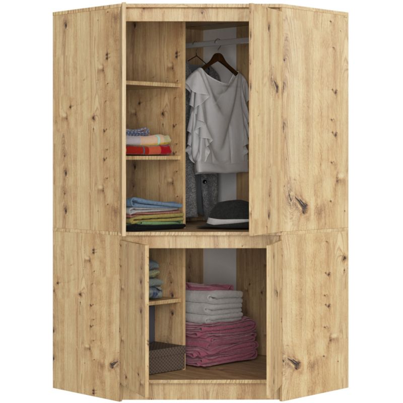Hjørneskab Akord S100 Artisan Eg 100 cm 4 døre, fronter i Artisan Eg mat, 6 hylder, 100x50x180 cm, 1 stk.