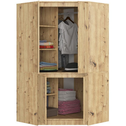 Hjørneskab Akord S100 Artisan Eg 100 cm 4 døre, fronter i Artisan Eg mat, 6 hylder, 100x50x180 cm, 1 stk.