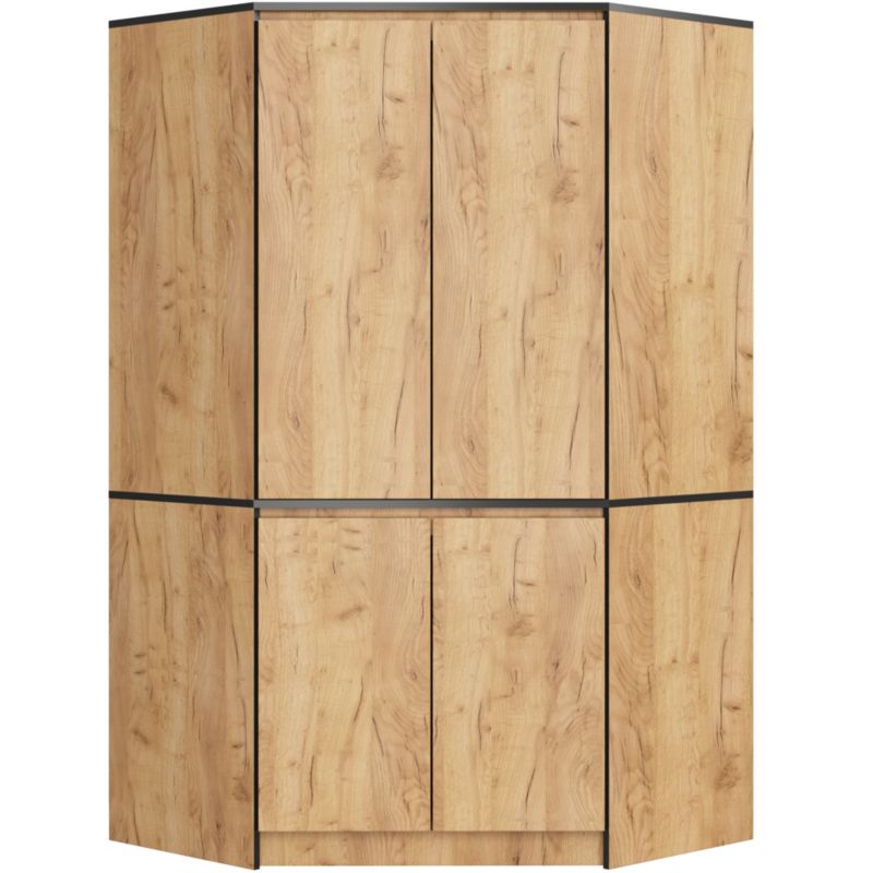 Hjørneskab Akord S100 Eg Craft 100 cm 4 døre front i farven Eg Craft mat 6 hylder 100x50x180 cm 1 stk.