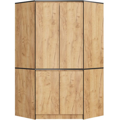 Hjørneskab Akord S100 Eg Craft 100 cm 4 døre front i farven Eg Craft mat 6 hylder 100x50x180 cm 1 stk.
