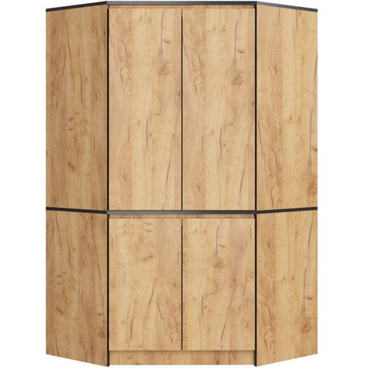 Hjørneskab Akord S100 Eg Craft 100 cm 4 døre front i farven Eg Craft mat 6 hylder 100x50x180 cm 1 stk.
