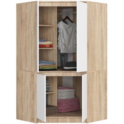 Hjørneskab Akord S100 Sonoma Eg 100 cm 4 døre mat-hvide fronter 6 hylder 100x50x180 cm 1 stk.