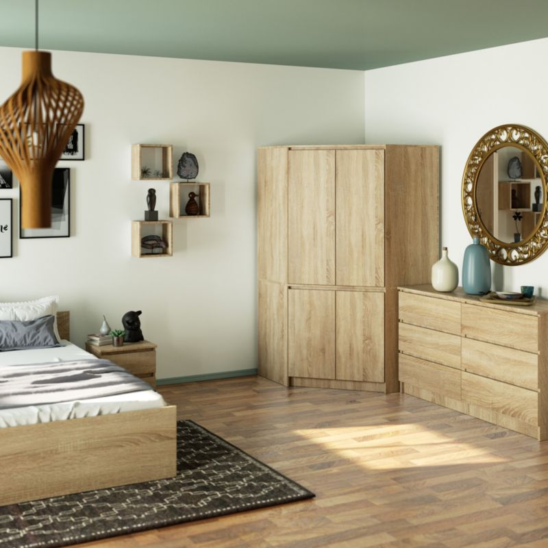 Hjørneskab Akord S100 Sonoma Eg 100 cm 4 døre front i Sonoma Eg mat 6 hylder 100x50x180 cm 1 stk.