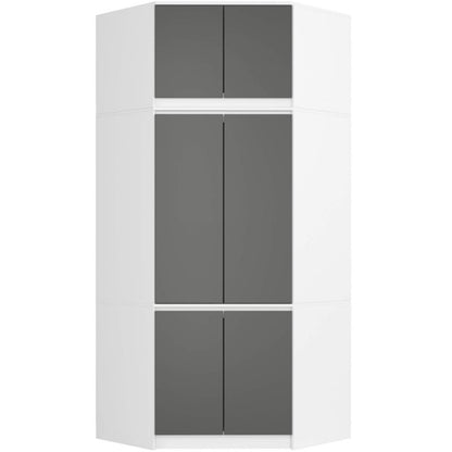 Hjørneskab med topsektion Akord S100 hvid 100 cm 6 døre grafitgrå mat 9 hylder 100x50x235 cm 1 stk.