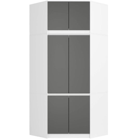 Hjørneskab med topsektion Akord S100 hvid 100 cm 6 døre grafitgrå mat 9 hylder 100x50x235 cm 1 stk.