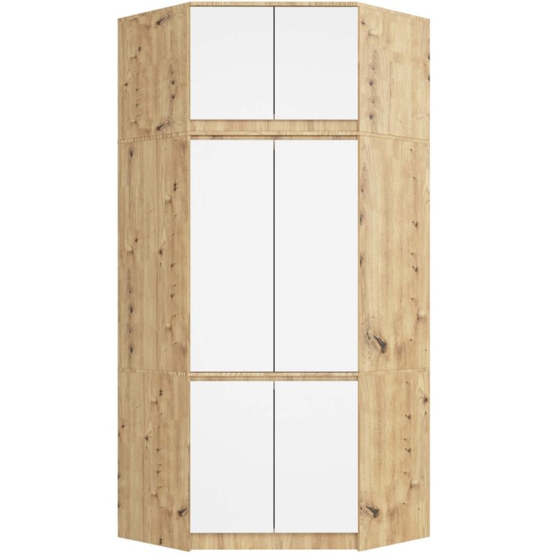 Hjørneskab med topsektion Akord S100 Artisan Eg 100 cm 6 døre hvid mat 9 hylder 100x50x235 cm 1 stk.