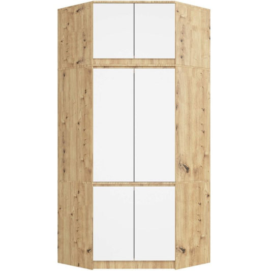 Hjørneskab med topsektion Akord S100 Artisan Eg 100 cm 6 døre hvid mat 9 hylder 100x50x235 cm 1 stk.