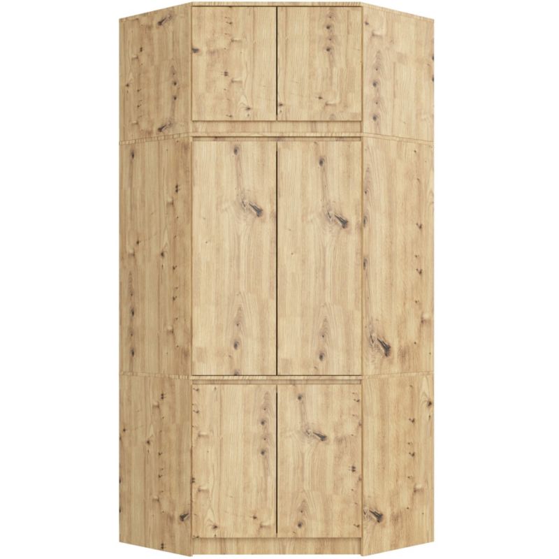 Hjørneskab med overbygning Akord S100 Eg Artisan 100 cm 6 døre farve Eg Artisan mat 9 hylder 100x50x235 cm 1 stk.
