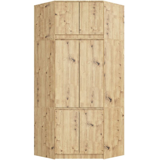 Hjørneskab med overbygning Akord S100 Eg Artisan 100 cm 6 døre farve Eg Artisan mat 9 hylder 100x50x235 cm 1 stk.
