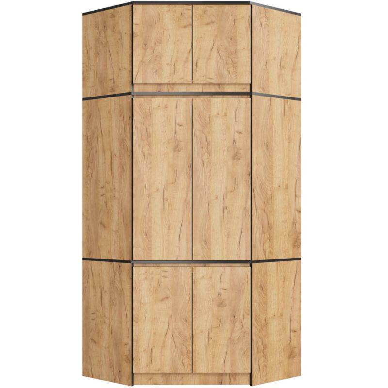 Hjørneskab med topsektion Akord S100 Eg Craft 100 cm 6 døre farve Eg Craft mat 9 hylder 100x50x235 cm 1 stk.