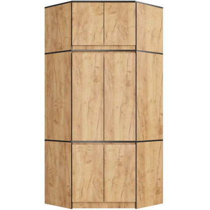 Hjørneskab med topsektion Akord S100 Eg Craft 100 cm 6 døre farve Eg Craft mat 9 hylder 100x50x235 cm 1 stk.