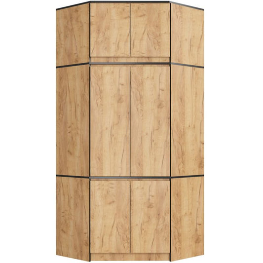Hjørneskab med topsektion Akord S100 Eg Craft 100 cm 6 døre farve Eg Craft mat 9 hylder 100x50x235 cm 1 stk.