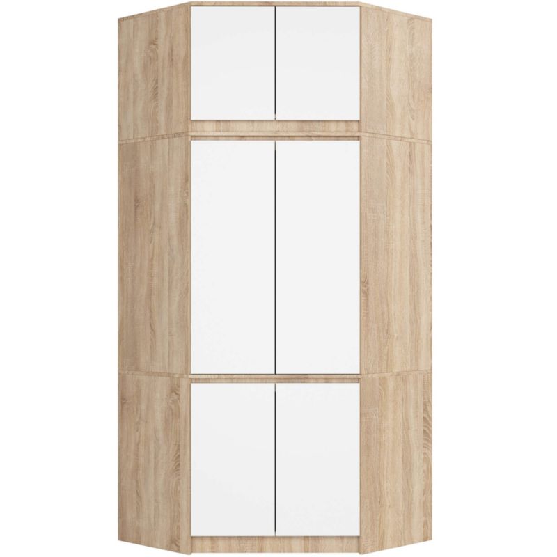 Hjørneskab med topsektion Akord S100 Sonoma Eg 100 cm 6 døre hvid mat 9 hylder 100x50x235 cm 1 stk.