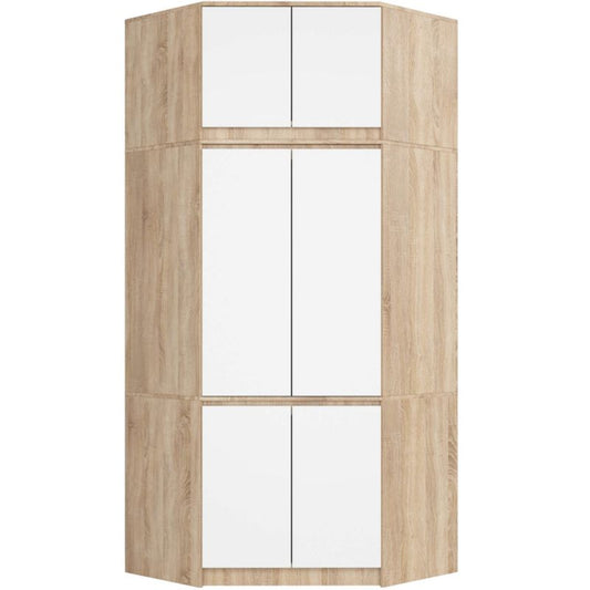 Hjørneskab med topsektion Akord S100 Sonoma Eg 100 cm 6 døre hvid mat 9 hylder 100x50x235 cm 1 stk.